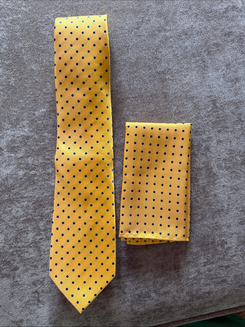 HISDERN Yellow Polka Dot Men’s Tie & Matching Pocket Square Set